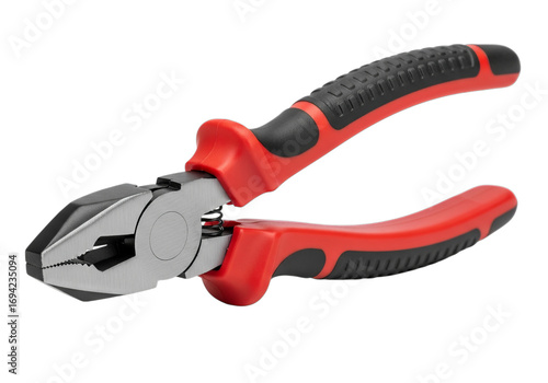 Heavy duty combination pliers with red and black grips professional tool for various gripping and cutting tasks