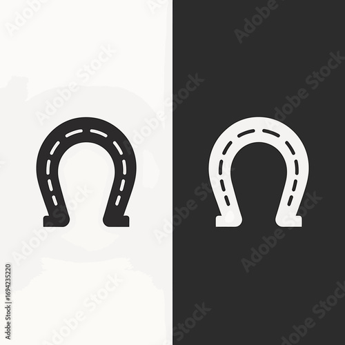 Black and white horseshoe symbols representing good luck and fortune a symbol of equestrian culture and western heritage