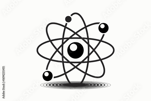 Illustration of an Atom Representing Science and Technology with Orbiting Electrons and a Nuclear Core Conceptual Design