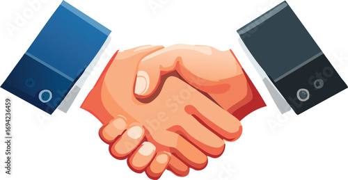 Two hands clasped in a firm handshake, symbolizing agreement and partnership.