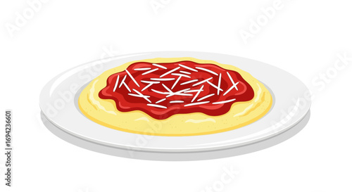 Delicious Polenta Dish Topped with Rich Tomato Sauce and Parmesan Flakes
