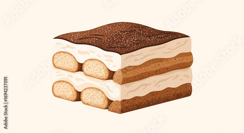Delicious tiramisu dessert layered with coffee soaked biscuits and cream