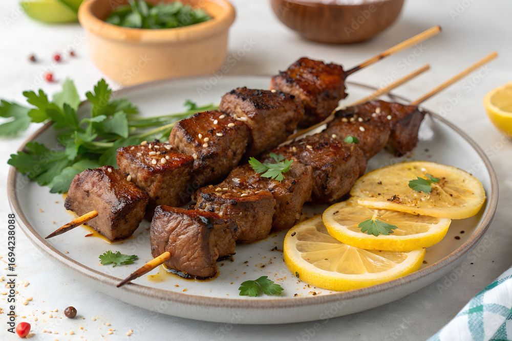 Savory Grilled Beef Skewers with Lemon