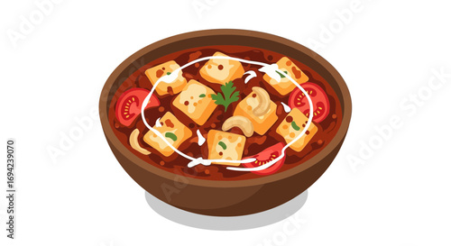 Paneer delicacy in a flavorful tomato sauce, a culinary delight illustration