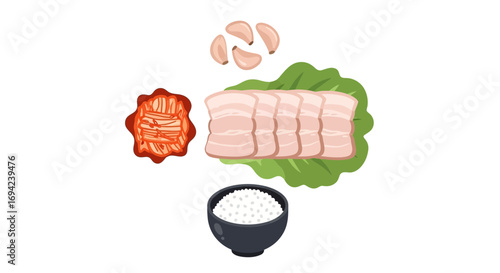 Vibrant Samgyeopsal illustration showcasing Korean culinary delight in detail