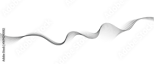 Flowing Dot Wave halftone gradient pattern on transparent background.