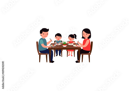 icon of family eating dinner together
