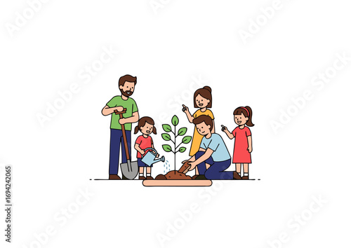 icon of family planting a tree together