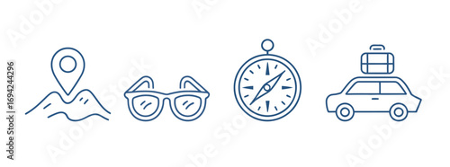 Travel and Adventure Vector Line Icons Set