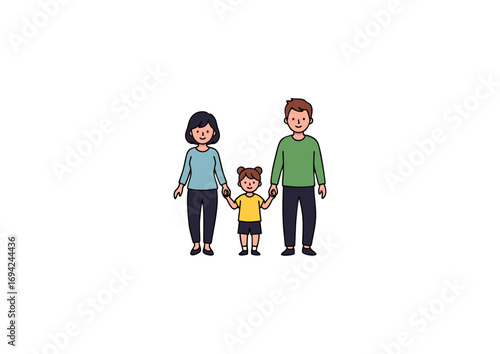 icon of mom and dad walking with child between them