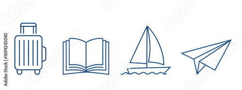 Travel and Vacation Vector Line Icons Set