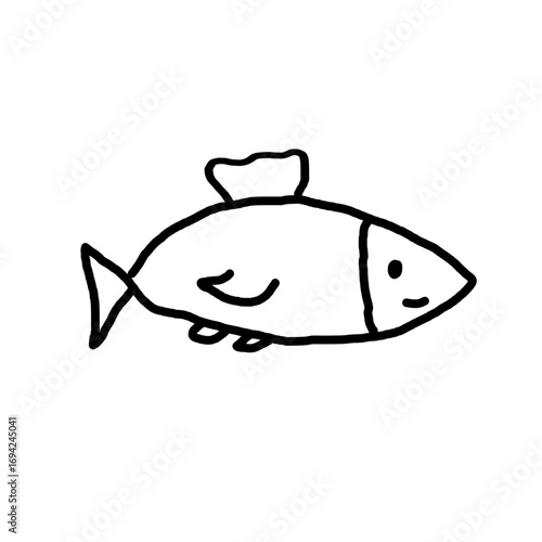 Doodle simple fish, naive child drawing