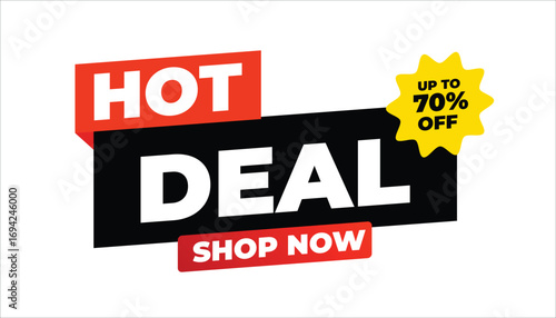HOT DEAL UP TO 70% OFF SHOP NOW SALE BANNER