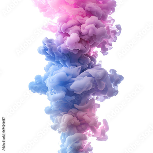 Pink and blue smoke cloud isolated on white background  
