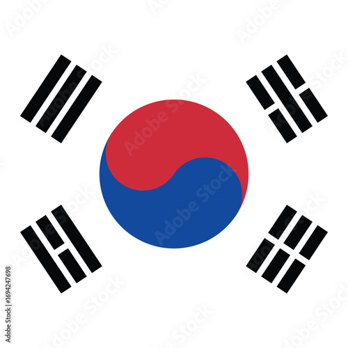 South Korea Circular Flag No Background vector design and illustration 