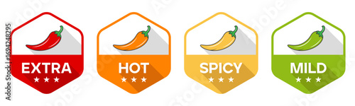 Spice Level Chili Pepper Icon Badge Label Design Set