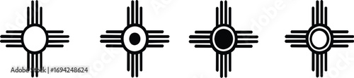 Zia symbol ancient sun emblem element of New Mexico flag set icon white color vector illustration image solid fill outline contour line thin flat style