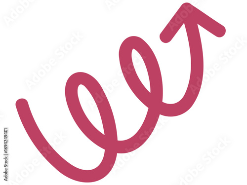 Red curly arrow icon isolated