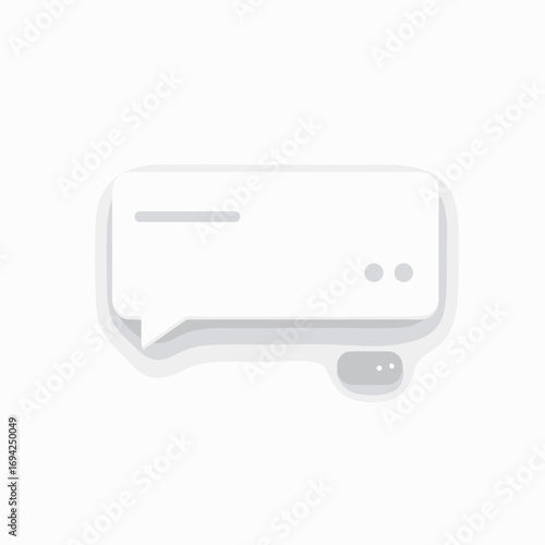 Modal dialog placeholder: rounded card with subtle gray mask shadow, title line, body text bars and dual buttons on white background