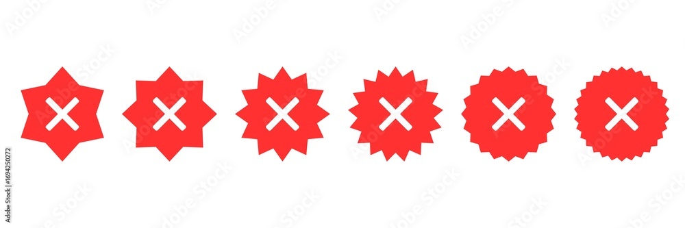 Obraz premium Set of cross icons, not verified, not approved, not correct, wrong icons set