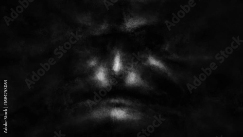 Welcome to hell! Animated horror collection with scary man, monster from abyss and screaming face. Animation in dark fantasy genre. Exciting images of spooky Halloween. Blur effects, camera shake.