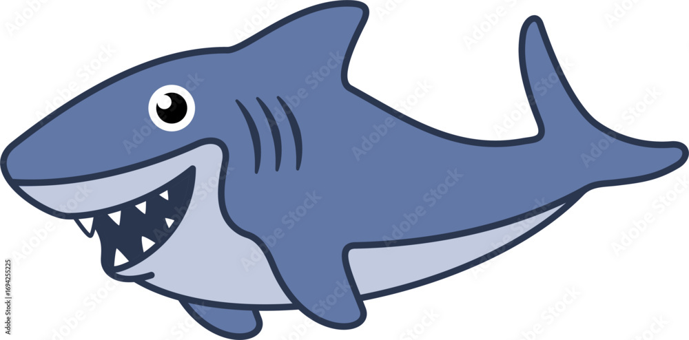 Fototapeta premium Shark vector. Symbol, fish, animal, sea, cute