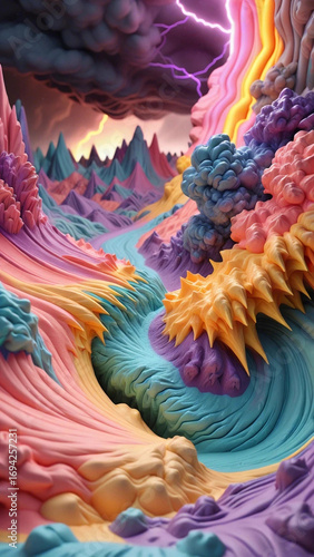 Fototapeta Naklejka Na Ścianę i Meble -  3D abstraction of the alien world