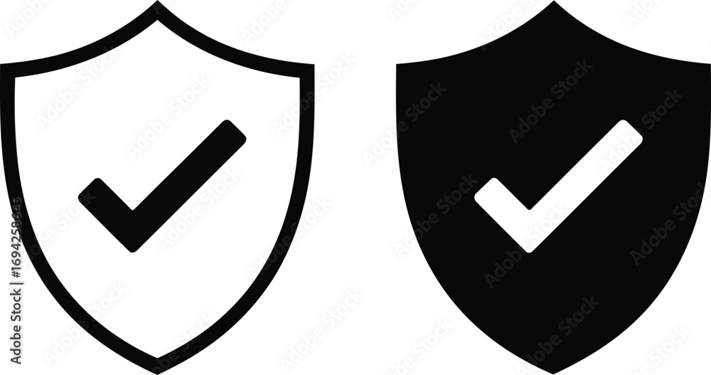 Fototapeta premium Shield with Check Mark: A Symbol of Protection and Validation Embodying Trustworthy Security with Reliable Approval in Safety Standards Verification