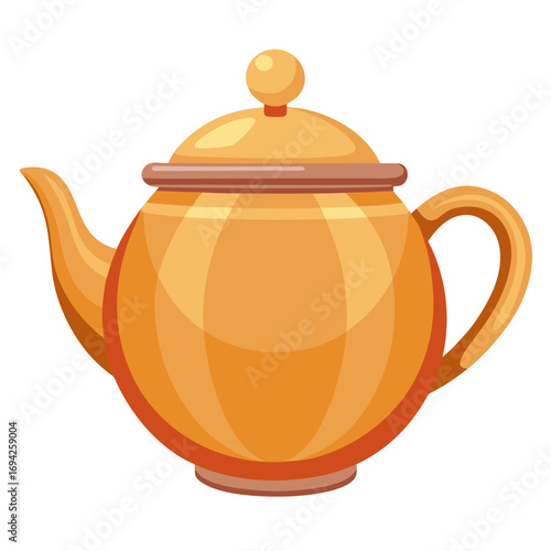 Ceramic Teapot with Lid Vector Illustration