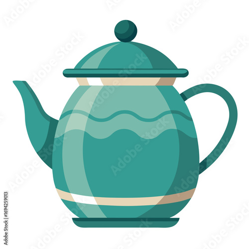 Ceramic Teapot with Lid Vector Illustration