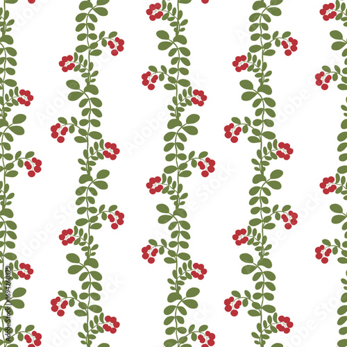 Cowberry seamless pattern in retro style. Vintage wallpaper print and texture for interior or home design. Rural and countryside aesthetic.