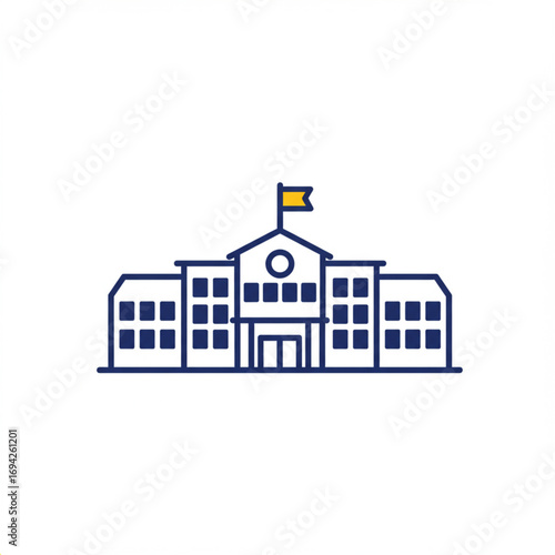 School Building Icon on White Background Simple Vector Illustration