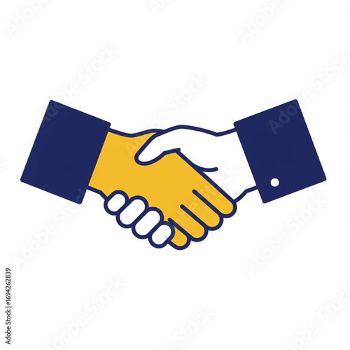 Illustration of a business handshake concept representing partnership and agreement isolated on a white background