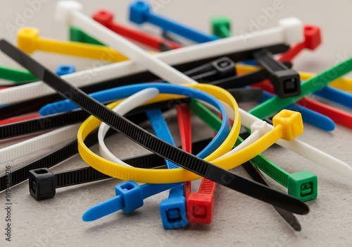 Colorful Cable Ties on Table.