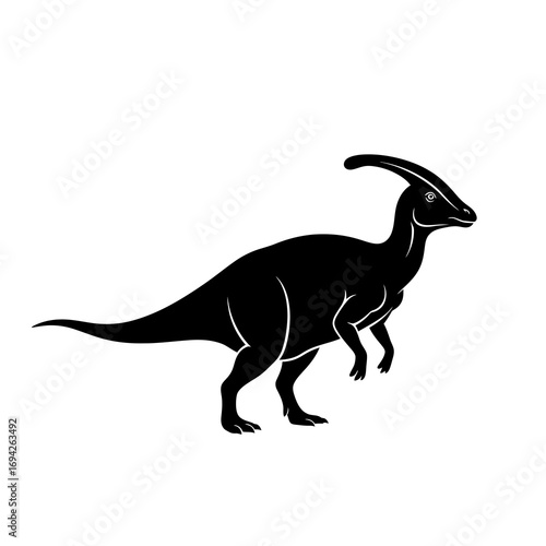 Parasaurolophus dinosaur silhouette isolated on white background