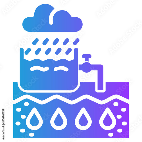 Rainwater Harvesting glyph gradient icon