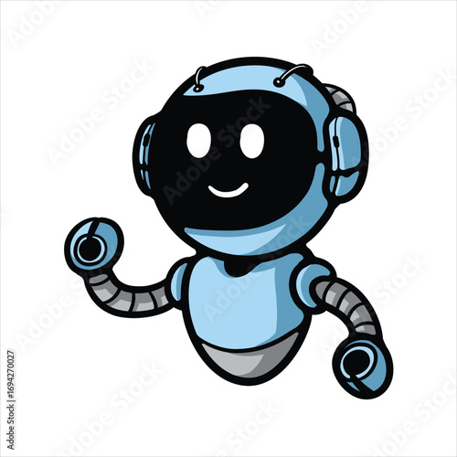 Cute smiling robot cartoon vector illustration
