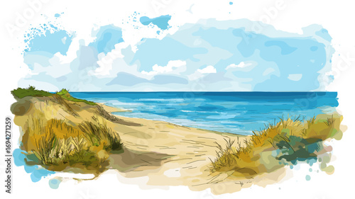 Curonian Spit. Curonian Spit watercolor vector illustration