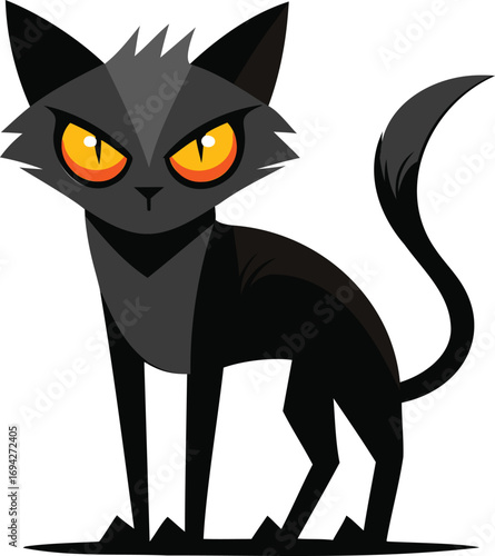 “Minimal Black Cat Vector Icon for Halloween”