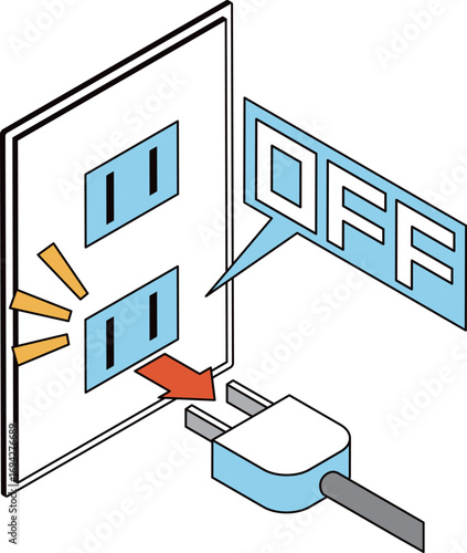 プラグを抜く節電の注意喚起イラスト