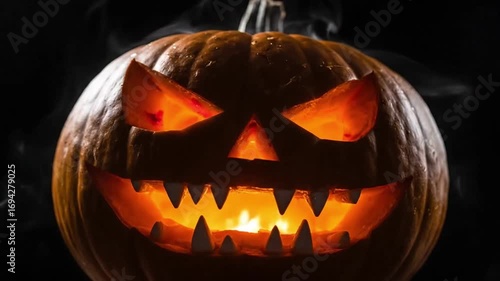 Wallpaper Mural Spooky Jack-O'-Lantern with Glowing Eyes and Teeth for Halloween Celebration Torontodigital.ca