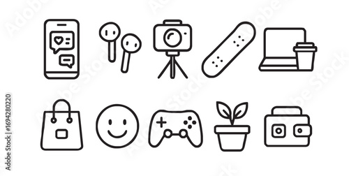 Gen Z Lifestyle Icons Set ? S...