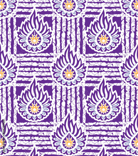 Seamless Floral Pattern in vector.Wild flowers, leaves, print branches, candies repeat pattern design set.Handmade. Wallpaper, fabric or design of gift paper. Free Vector Batick