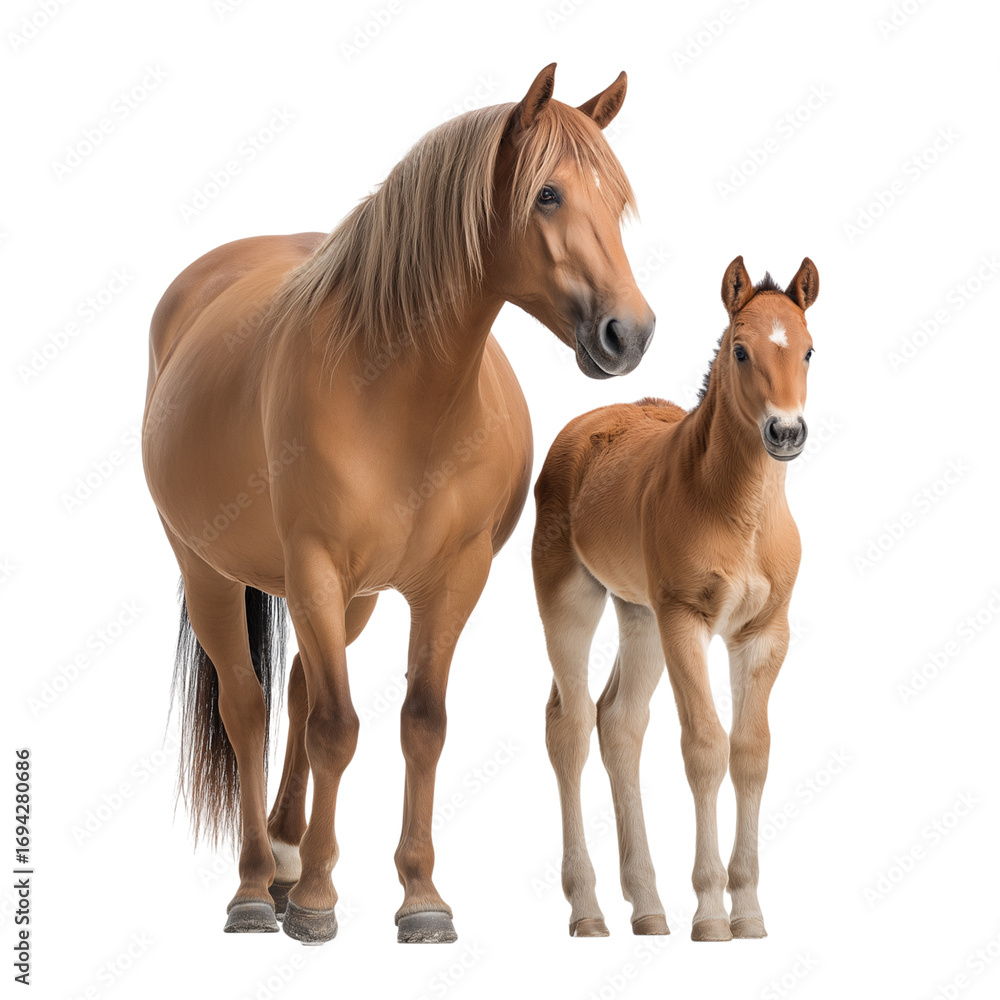 Obraz premium A stunning display of the enduring bond between a mare and her foal