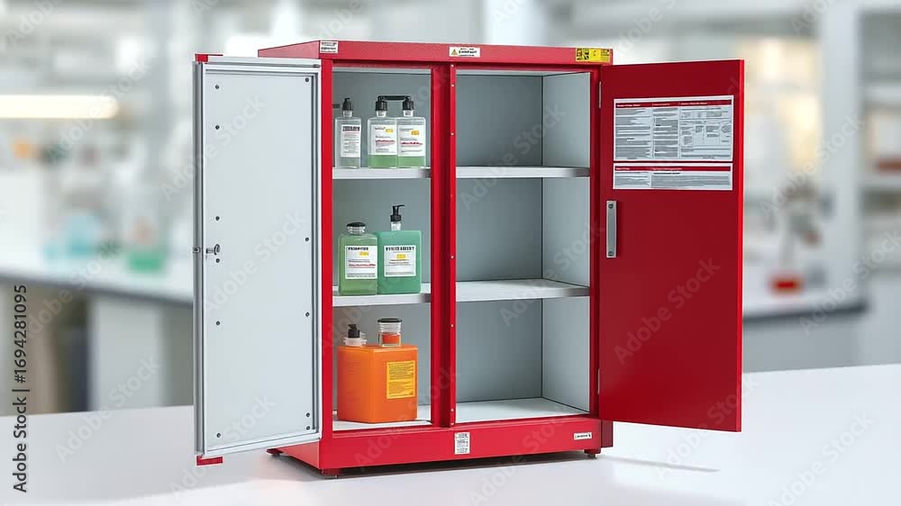 Hazardous material storage cabinet with proper ventilation chemical ...
