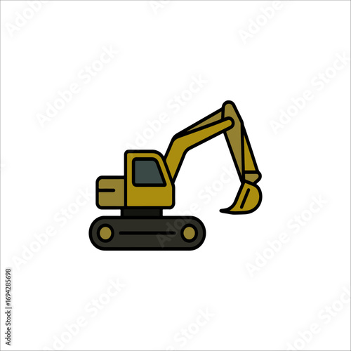 excavator icon hand drawn illustration artwork image