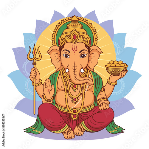 Elegant illustration of Lord Ganesha, the Hindu god of beginnings.