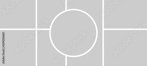 Bento grid photo or pictures collage with circle on a ultra-wide background ratio