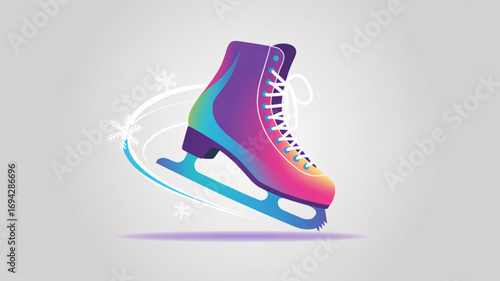 Colorful ice skating boot illustration for winter sports and ice skating lessons fun