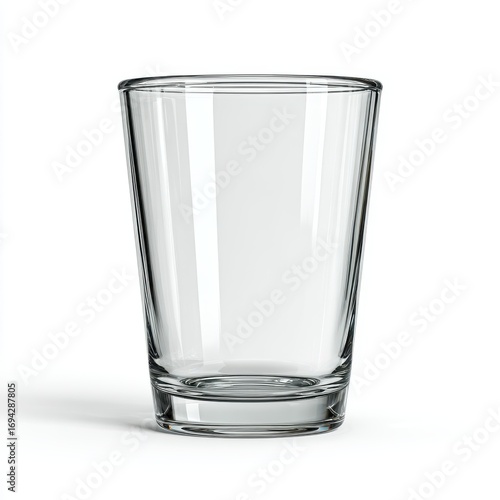 Clear Glass Drinking Tumbler with Simple Elegant Design on White Background